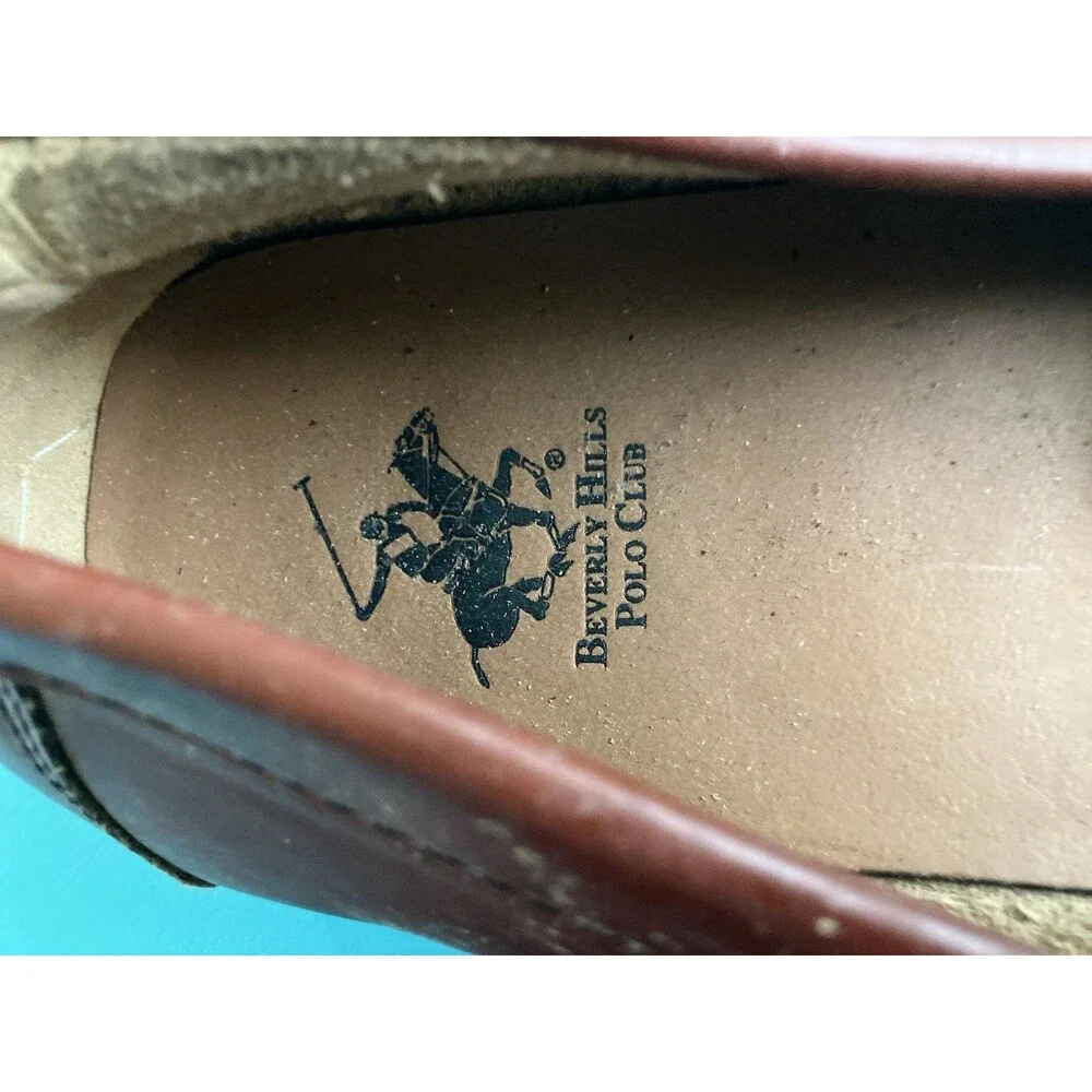 Beverly Hills Polo Club Men’s Brown Leather Slip-On Loafers US 12